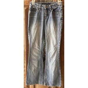 Squeeze‎ by Stephen Hardy Women's Low Rise Boot Cut Jeans Size 5 Y2K Stone Wash
